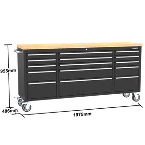 Kinbox Carretilla Giratoria para Herramientas de 72 Pulgadas con 15 Cajones y Ruedas Grandes/Cajas de Almacenamiento para Garaje de Herramientas/Gabinete de Acero - Product Image 2