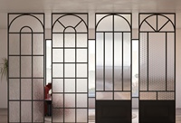 Puertas Francesas Modernas de Aluminio Comercial Personalizadas con Entrada Arqueada, Doble Vidrio, Resistentes al Viento, para Posición Interior Frontal