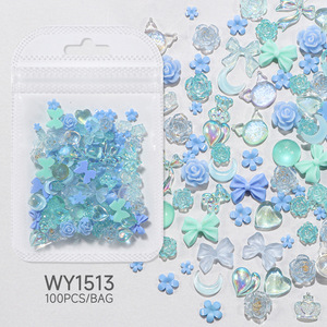 100/sac mixte 3D résine ongles bijoux matériaux amour arc fleur lune bricolage ongles décorations - Product Image 6