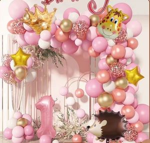 Arco de guirnalda de globos de látex de color arcoíris con <span class=keywords><strong>mono</strong></span> de jirafa Estrella 1 globos de papel de aluminio para bebé ONE 2nd 3rd decoración de fiesta de cumpleaños - Product Image 5