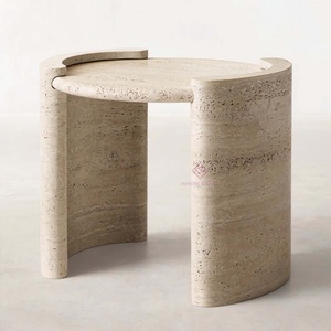 Table d'appoint de luxe table ronde en <span class=keywords><strong>travertin</strong></span> pour hôtel suite <span class=keywords><strong>salon</strong></span> ou boutique - Product Image 1