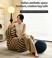 Sillón Moderno de Estilo Italiano, Creativo, Modelo Big Mama, con Otomana Esférica, Espuma Moldeada de Alta Densidad, Tela Elástica, Sofá Relajante