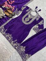 Completo Elegante da Cerimonia Completamente Confezionato di Alta Qualità, Comodo, con Bellissimo Lavoro di Codifica a Paillettes, Top, Pantaloni e Dupatta