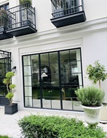 Ventana de Acero y Hierro para Villa de Lujo, Marco Delgado con Rotura de Puente Térmico, Doble Acristalamiento Aislante, Estilo Francés, Rejilla Minimalista