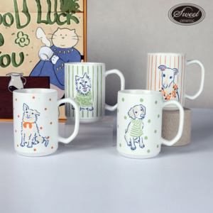 Tasse à <span class=keywords><strong>café</strong></span> en céramique personnalisée SWT, motif animaux mignons (chat et chien), idéale pour les enfants, cadeau d'entreprise promotionnel - Product Image 1