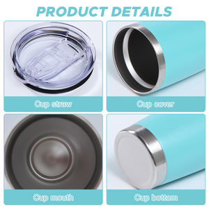 Gobelet isotherme de camping personnalisé gravé au laser OEM de 20 oz avec poignée, couvercle et paille - Product Image 3