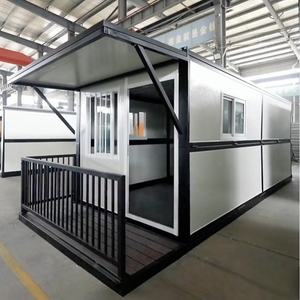 Villa conteneur pliable et extensible avec terrasse panoramique, auvent imperméable, main courante <span class=keywords><strong>de</strong></span> sécurité, sol WPC anti-corrosion - Product Image 2