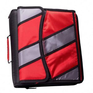 Carpeta con cremallera personalizada BSCI Factory Sidekick de 2-4 pulgadas con 3 anillas en O y pestaña extraíble, modelo D-901-RED personalizada - Product Image 1