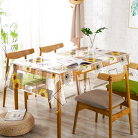 Nappe de table transparente en PVC personnalisable, anti-taches, imperméable, motif floral, pour la maison, le restaurant, l'hôtel