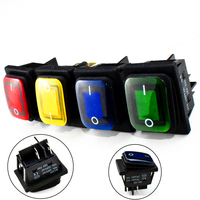 Kcd4 Interrupteur à bascule étanche rouge, jaune, bleu, vert, noir avec LED / 12V / 24V / 110V / 220V / 4 broches/voyant