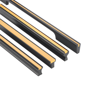 黑金拉手现代简约长方形铝合金高端橱柜轻奢欧式橱柜96mm 128mm - Product Image 5