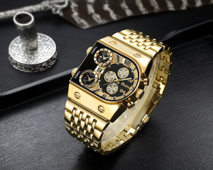 Orologio Oulm 9315 con Quadrante Grande al Quarzo da Uomo, Orologio da Polso Impermeabile <span class=keywords><strong>di</strong></span> Lusso in Acciaio Inossidabile Dorato, Orologio Maschile - Product Image 5