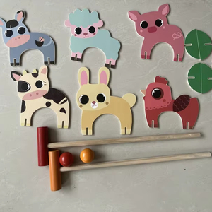 Ensemble <span class=keywords><strong>de</strong></span> <span class=keywords><strong>croquet</strong></span> d'animaux en bois <span class=keywords><strong>de</strong></span> dessin animé pour enfants <span class=keywords><strong>Jeux</strong></span> <span class=keywords><strong>de</strong></span> pelouse amusants pour garçons et filles Jouets et structures <span class=keywords><strong>de</strong></span> plein air - Product Image 4