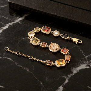 Bracelet <span class=keywords><strong>de</strong></span> luxe en alliage <span class=keywords><strong>de</strong></span> zinc avec chaîne et breloques géométriques couleur or pour femme - Cadeau - Product Image 2