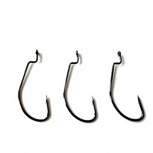 Hameçons Bloodline pour leurres souples, en acier à haute teneur en carbone, à corps large, à ardillons, design à tige plate, 5 hameçons - Product Image 1