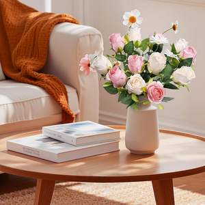 3 Têtes de roses artificielles en soie brûlée, effet vieilli, pour décoration de mariage et de maison - Product Image 3