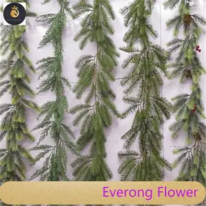 S02499圣诞花环柏树藤蔓6英尺6.5英尺装饰绿色花环逼真的松树花环节日装饰