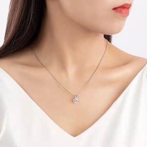 Collar de diamantes Mosang para mujer, diseño avanzado, colgante de un solo diamante con seis garras, cadena para clavícula, regalos de plata, tono vibrante en vivo - Product Image 4