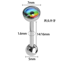 Barbell de Langue en Titane G23 ASTM F136 avec Opale Sertie à Griffes, Sans Filetage, à Enfiler, pour Piercing de Cartilage et Sourcil, Bijoux Corporels, Vente en Gros