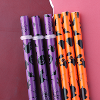 Pailles à boire réutilisables et sans BPA avec motifs citrouille et toile d'araignée pour Halloween 2026 - Idéales pour les réceptions