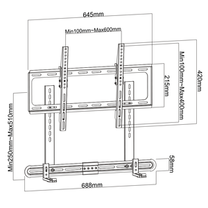 OS0049A acier tv support mural meuble tv led lcd vidéo supports tv support mural universel <span class=keywords><strong>barre</strong></span> de <span class=keywords><strong>son</strong></span> support de haut-parleur pour VESA 600X400mm - Product Image 6