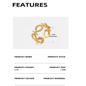 Bán buôn mới hợp thời trang thép không gỉ hình học vòng trái tim vòng cho phụ nữ thời trang phong cách mở ngón tay Vòng trang sức - Product Image 6