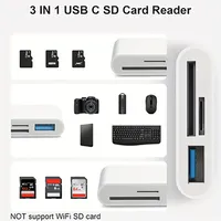 Lector de tarjetas de memoria USB C a SD/TF, lector de tarjetas USB C 3 en 1 compatible con iPhone 15 Pro, iPad, Mac, MacBook, portátil, Android, PC y accesorios