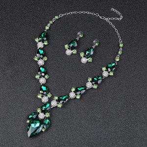 ชุดเครื่องประดับเจ้าสาวสีเขียวสุดพิเศษ สร้อยคอพร้อมต่างหูประดับคริสตัลอเมทิสต์ ดีไซน์เก๋ไก๋ทันสมัย ทำจากโลหะผสมสังกะสี เหมาะสำหรับงานแต่งงานคริสเตียน - Product Image 3