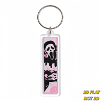 Porte-clés rose Y2K style horrifique, masque hurlant de dessin animé avec cœurs et gouttes, breloque acrylique pastel gothique pour sacs et clés, parfait