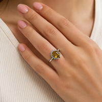 Bague de fiançailles et de mariage classique en argent sterling 925 plaqué rhodium avec zircon jaune, bijou vintage en forme de goutte d'eau pour femme