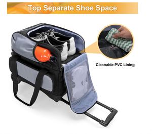 Single Ball Roller <b>Bowling</b> Bag with Wheels and Retractable Handle Single <b>Bowling</b> Ball Bag with Shoe Compartment - Product Image 3