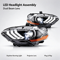 Feux avant LED RGB DRL pour Ford Mustang 2018-2023, clignotants séquentiels ambre, boîtier noir, lentille transparente