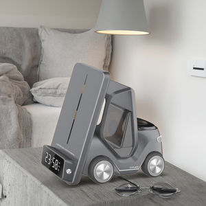 นาฬิกาอิเล็กทรอนิกส์ในรถยนต์พร้อมที่ชาร์จไร้สาย เหมาะสำหรับโทรศัพท์มือถือ หูฟัง และนาฬิกา สามในหนึ่งเดียว ที่ชาร์จไร้สายแบบตั้งโต๊ะ ชาร์จเร็ว - Product Image 1