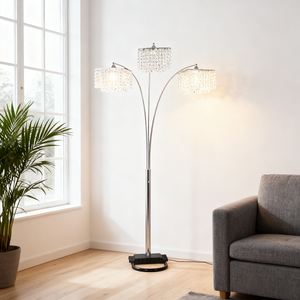 Lampada da Terra in Metallo Crystal Vision Bloom Multi-Arco, Design Contemporaneo ed Elegante, LED <span class=keywords><strong>Base</strong></span> E27 6000K Luce Diurna, Facile Installazione <span class=keywords><strong>per</strong></span> Casa e Arte - Product Image 2
