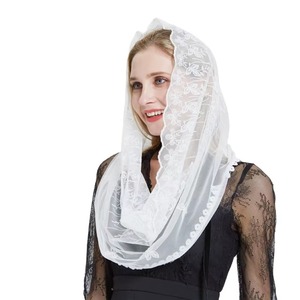 Ivoire Dentelle Femmes <span class=keywords><strong>Catholique</strong></span> <span class=keywords><strong>Mantille</strong></span> Voile pour Église Tête Couverture Masse Latine Velo Mantilla De Novia Negra Chapelle Infinity Veil - Product Image 1
