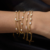 ERESI Dainty Gold Plated 316L Stainless Steel Glitter Zircon Chains Bracelet Waterproof Jewelry Gift Wholesale Custom Bracelet