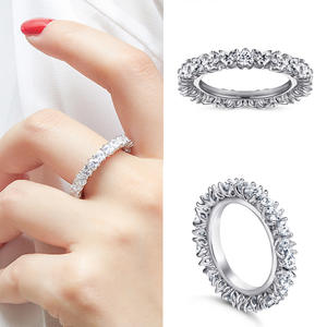 Mode ensemble de bijoux en argent plaqué rhodium coeur coupe blanc zircone anneau collier boucles d'oreilles femmes ensembles de bijoux pour la fête - Product Image 5