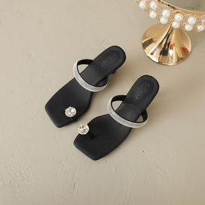 Sandalias de Tacón Alto con Punta Cuadrada y Tacón de Aguja, Tallas 35-40, Blancas, para Mujer, con Perlas, Casuales, Tacón Delgado, Aumentan la Estatura - Product Image 1