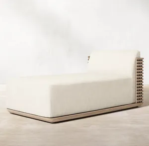 奢华休闲风格软垫设计全风化柚木白色躺椅家具