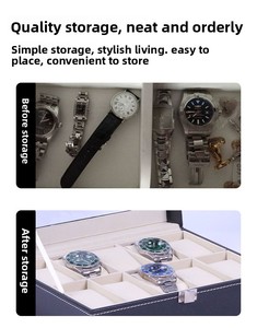 Hộp đựng đồng hồ sang trọng 24 ngăn bằng da lộn, có nắp kính, có khóa, trưng bày đồng hồ - Product Image 5