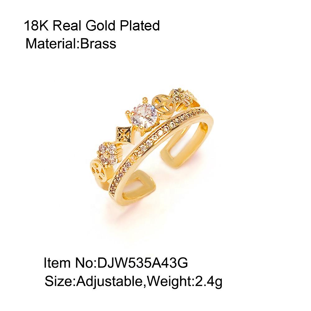 Adjustable Ring Gold Plated Thumb Rings Double Finger Ring Trendy