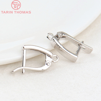 Vente en gros de fermoirs de boucles d'oreilles en laiton couleur or 24 carats en forme de U avec trou de suspension, accessoires de fabrication de bijoux DIY de haute qualité
