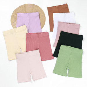 Shorts de vélo pour enfants en coton biologique, unis, très extensibles, côtelés, pour bébés et tout-petits - Product Image 4