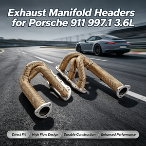 Collecteur d'échappement en acier inoxydable doré avec protection thermique pour Porsche 911 997.1 3.6L <span class=keywords><strong>Carrera</strong></span> M96.05 2004-2008, tuyau d'échappement de course - Product Image 1
