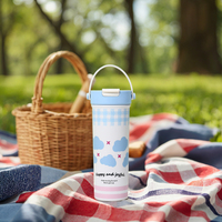 Mug de voyage isotherme en acier inoxydable 316 grande capacité avec poignée, design moderne, double paille, maintien thermique 6-12 heures
