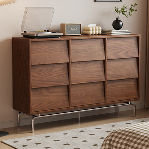 Solid Wood Six Drawer <b>Chest</b> With Metal Legs Bedroom <b>Storage</b> Cabinet Dresser - Product Image 1