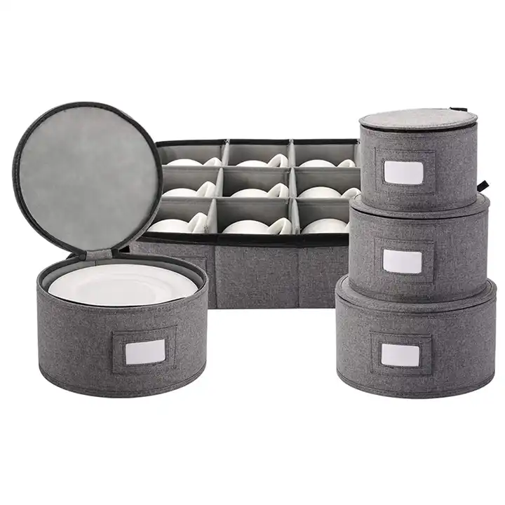 Grey Quilted Cup/Mug & China Storage Case
