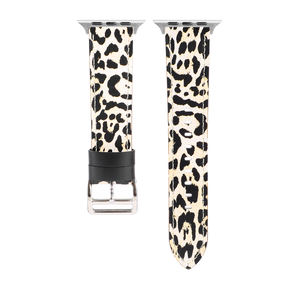 Correa de reloj de cuero de lujo con estampado de leopardo para <span class=keywords><strong>Watch</strong></span> Series 6 5 4 <span class=keywords><strong>3</strong></span> con hebilla plateada - Product Image 5