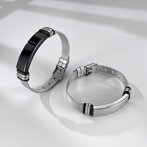 Gejia สายนาฬิกาสแตนเลสสตีลของโรงงานที่ขายดีที่สุดสายนาฬิกาตาข่ายสร้อยข้อมือเรียบไทเทเนียมแบบเรียบง่ายสำหรับผู้ชาย - Product Image 3