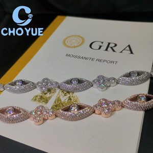 Fashion S925 <b>Silver</b> Moissanite 12.6MM Cuban Bracelet Iced Out Cross Evil Eyes Design Pass Diamond Tester Hip Hop Jewelry <b>for</b> <b>Men</b> - Product Image 4